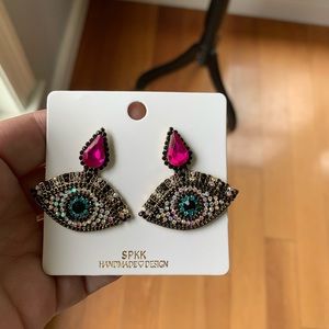 Evil rhinestone eye earrings